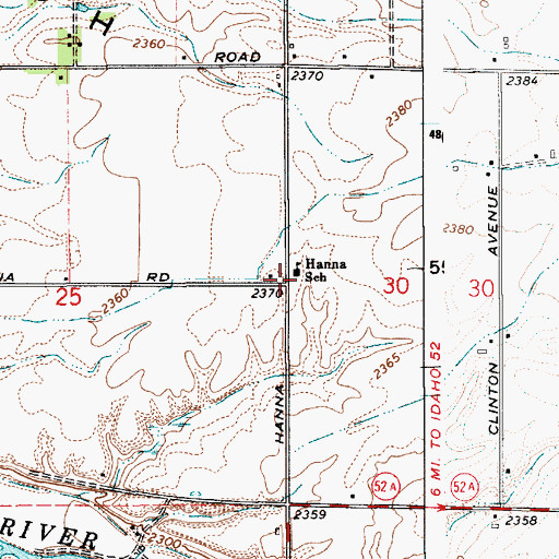 Topographic Map of Hanna School, ID