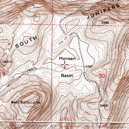 Topographic Map of Hansen Basin, ID