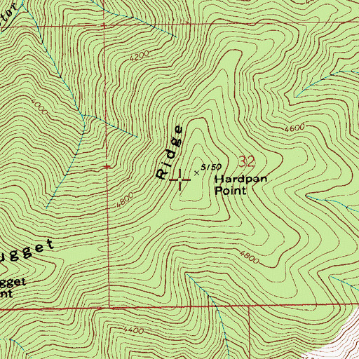 Topographic Map of Hardpan Point, ID