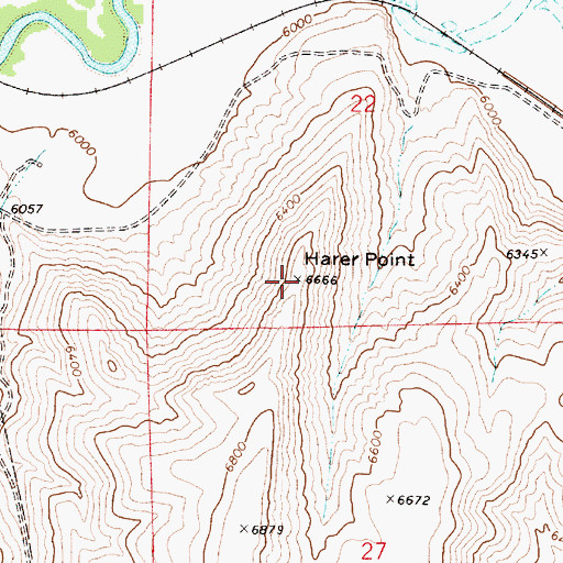 Topographic Map of Harer Point, ID