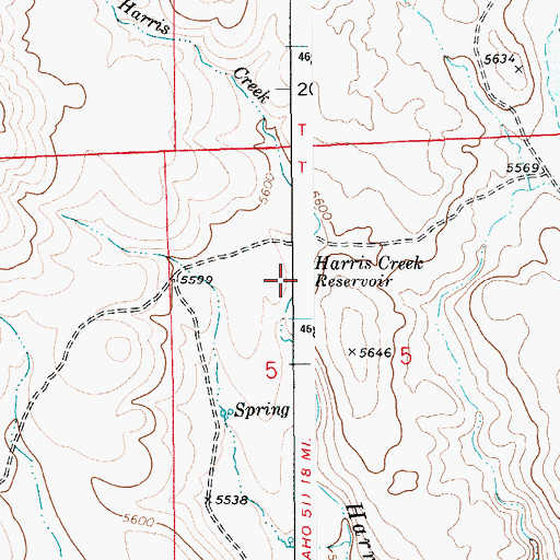 Topographic Map of Harris Creek Reservoir, ID