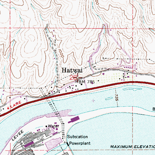 Topographic Map of Hatwai, ID