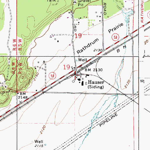 Topographic Map of Hauser, ID