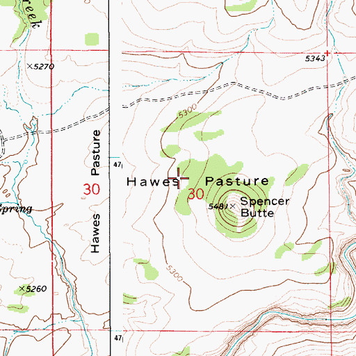 Topographic Map of Hawes Pasture, ID
