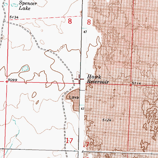 Topographic Map of Hawk Reservoir, ID