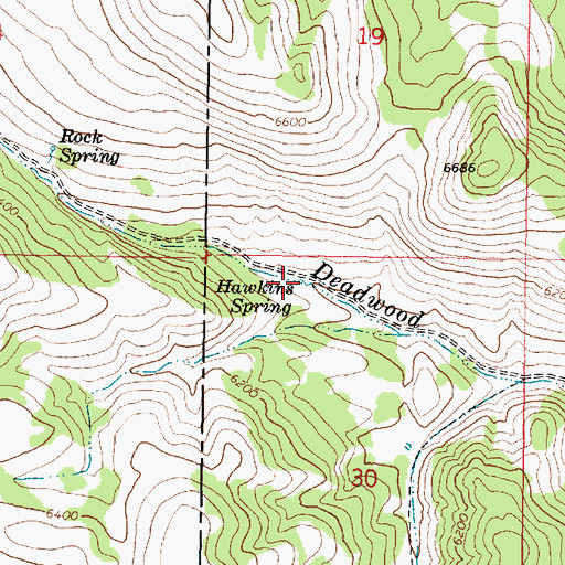 Topographic Map of Hawkins Spring, ID