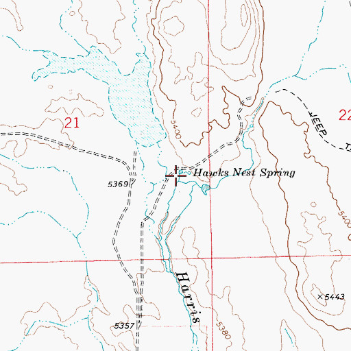 Topographic Map of Hawks Nest Spring, ID