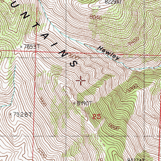 Topographic Map of Hawley Mountains, ID