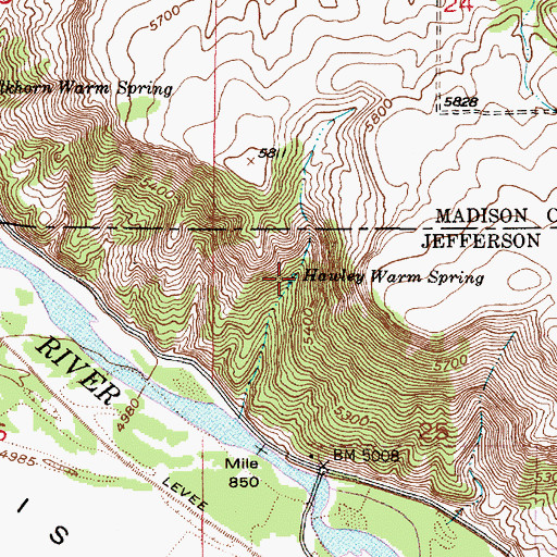 Topographic Map of Hawley Warm Spring, ID