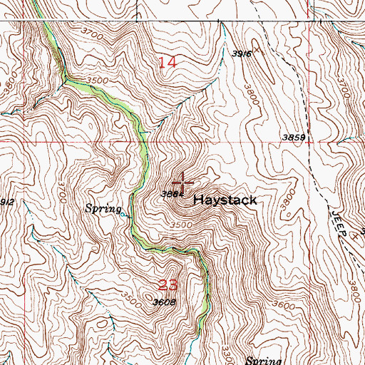 Topographic Map of Haystack, ID