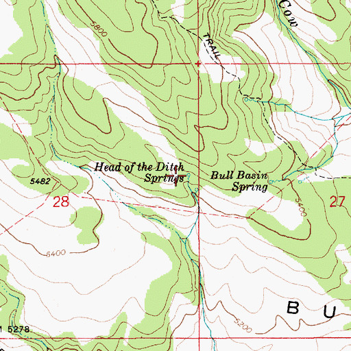Topographic Map of Head of the Ditch Springs, ID