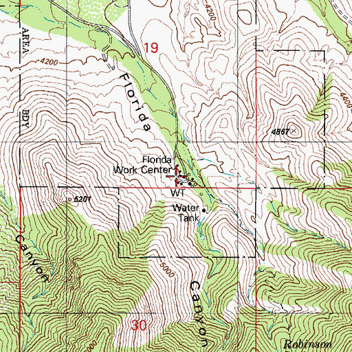 Topographic Map of Florida Work Center, AZ