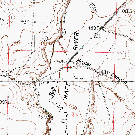 Topographic Map of Heglar Canyon, ID