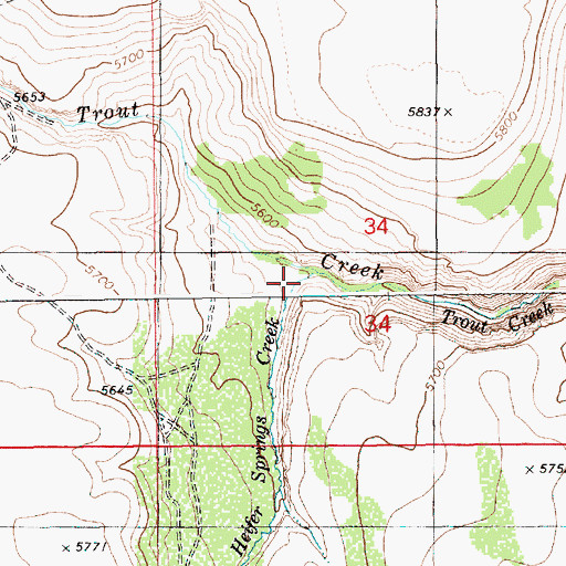 Topographic Map of Heifer Springs Creek, ID