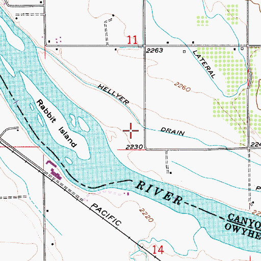 Topographic Map of Hellyer Drain, ID