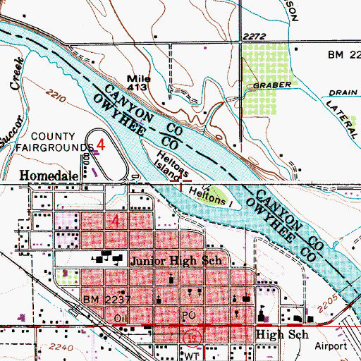 Topographic Map of Heltons Island, ID