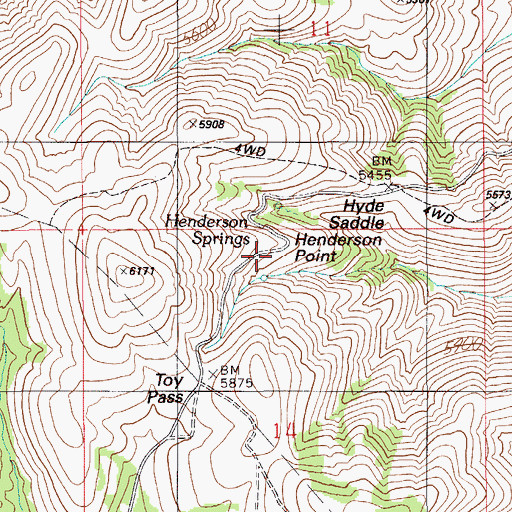Topographic Map of Henderson Point, ID