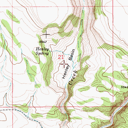 Topographic Map of Henley Basin, ID