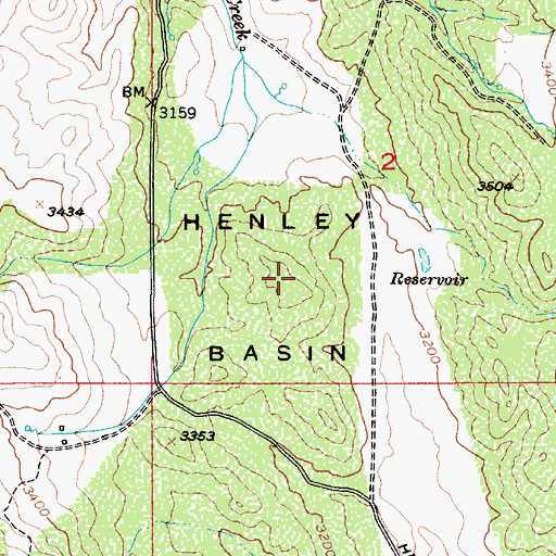 Topographic Map of Henley Basin, ID