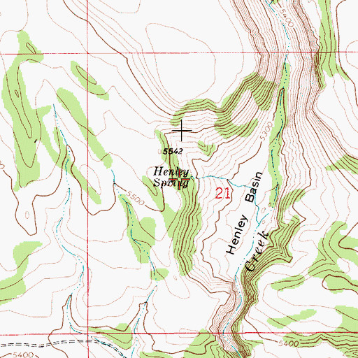 Topographic Map of Henley Spring, ID