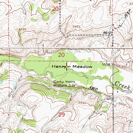 Topographic Map of Henry Meadow, ID