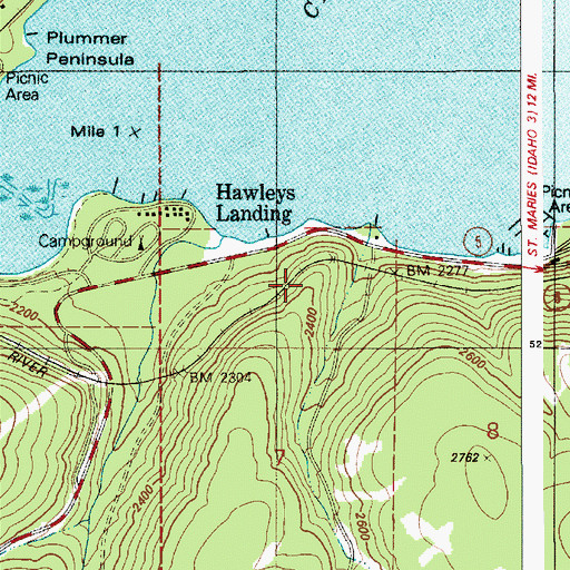 Topographic Map of Heyburn State Park, ID