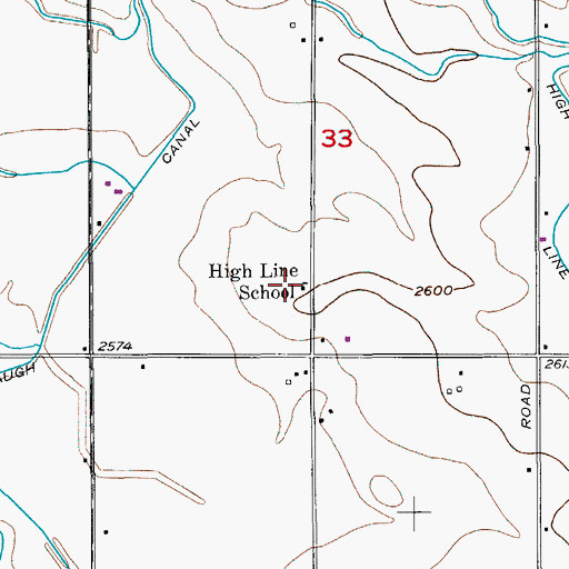 Topographic Map of High Line School, ID