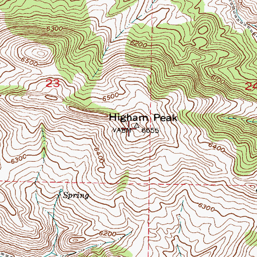 Topographic Map of Higham Peak, ID