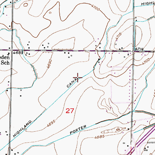 Topographic Map of Highland Canal, ID