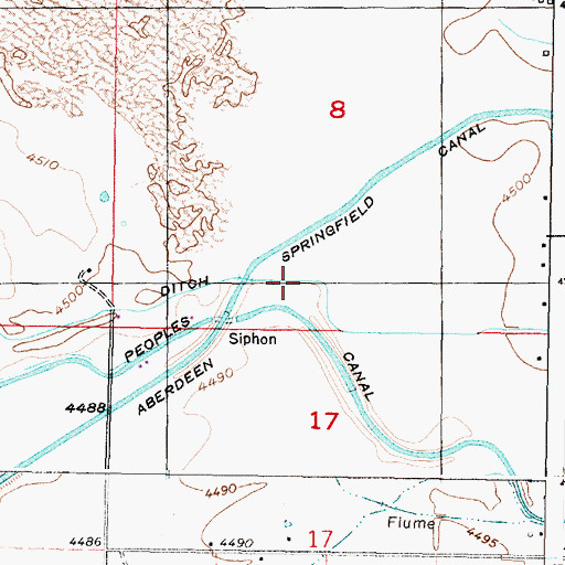 Topographic Map of Highline Ditch, ID