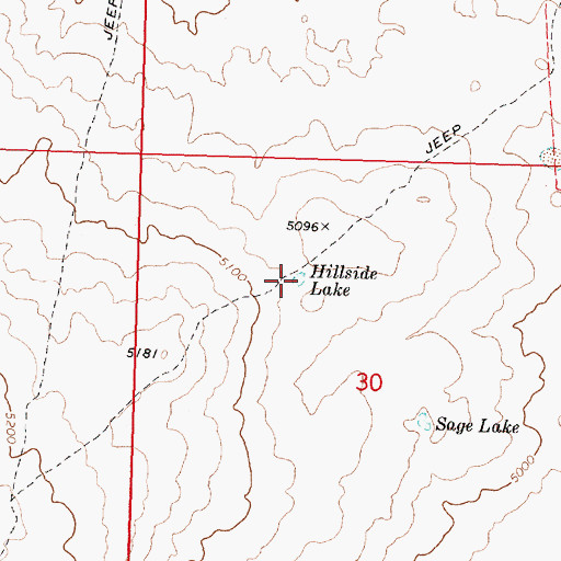 Topographic Map of Hillside Lake, ID