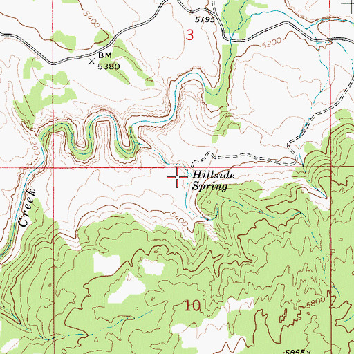 Topographic Map of Hillside Spring, ID