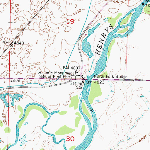 Topographic Map of Historic Monument Site of First Ferry, ID