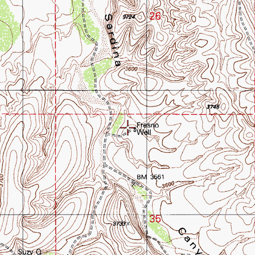 Topographic Map of Fresno Well, AZ