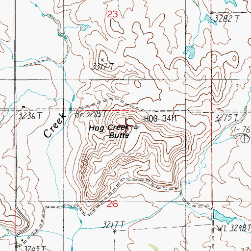 Topographic Map of Hog Creek Butte, ID