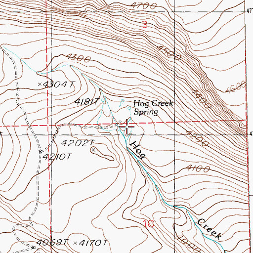 Topographic Map of Hog Creek Spring, ID