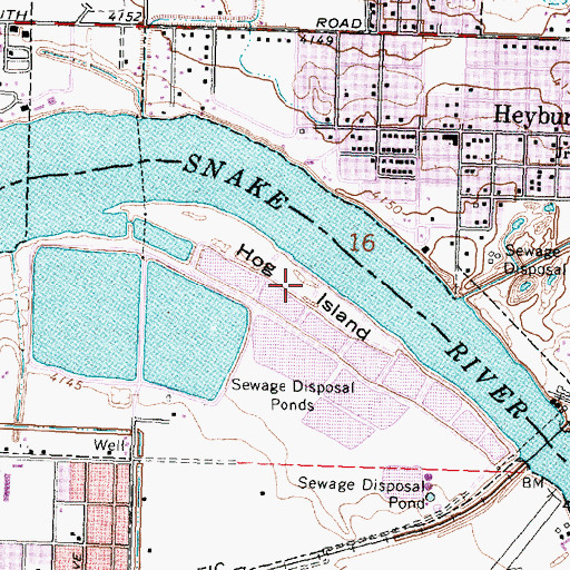 Topographic Map of Hog Island, ID