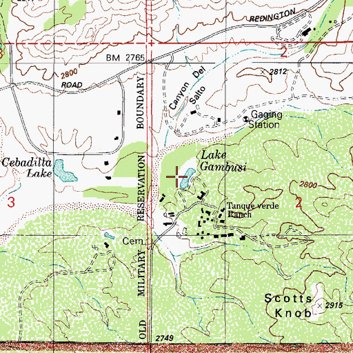 Topographic Map of Gambusi Lake, AZ