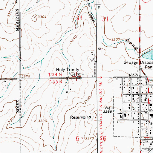 Topographic Map of Holy Trinity Cemetery, ID