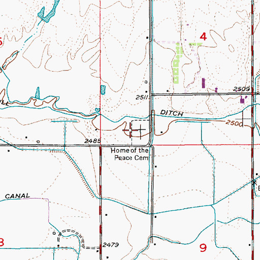 Topographic Map of Home of the Peace Cemetery, ID