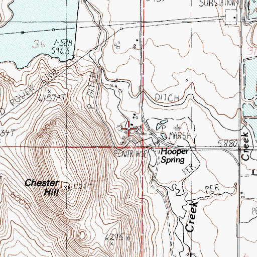 Topographic Map of Hooper Spring, ID
