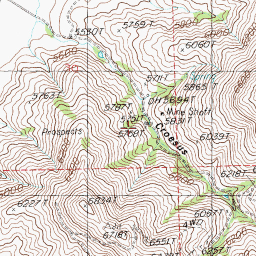 Topographic Map of Hope Mine, ID