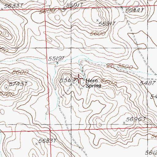 Topographic Map of Horn Spring, ID
