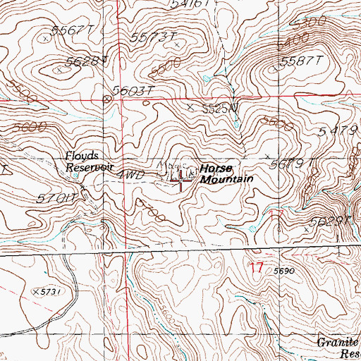 Topographic Map of Horse Mountain, ID