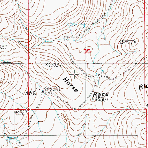 Topographic Map of Horse Race Ridge, ID