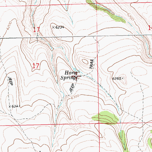 Topographic Map of Horse Springs, ID