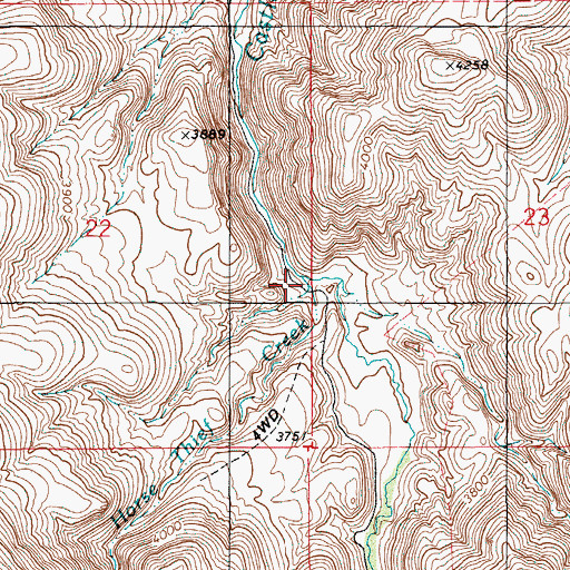 Topographic Map of Horse Thief Creek, ID