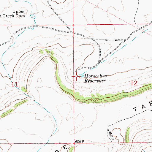 Topographic Map of Horseshoe Reservoir, ID