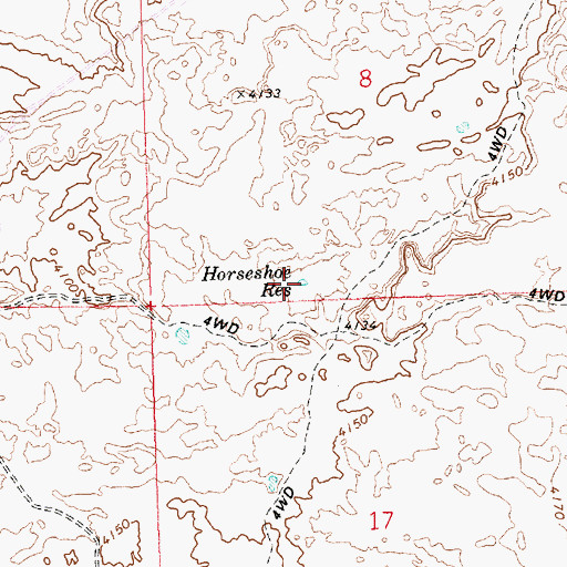 Topographic Map of Horseshoe Reservoir, ID
