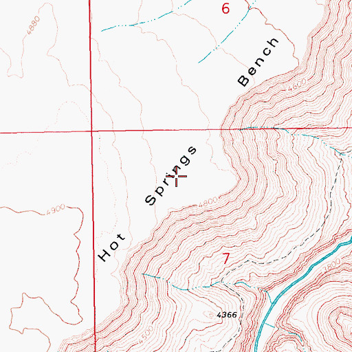 Topographic Map of Hot Springs Bench, ID